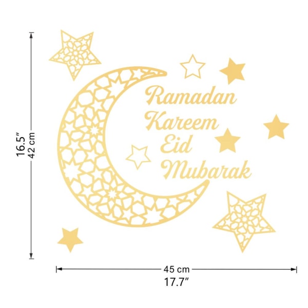 Ramadan Crescent akryl spejl klistermærke 3D selvklæbende vægklistermærke til døre Vinduer Skabe/