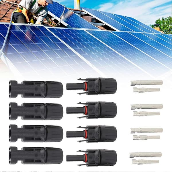Solcelleforbindelse, MC4-stik, PV-stik, solcelleforbindelse, han/hun solpanelkabelstik, vandtæt forsegling, kompatibel med solcellefotovoltaik