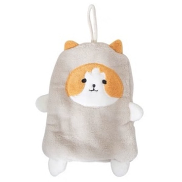 BEMS Towel Dog Pattern Coral Fleece Strong Water Absorption Fast Drying Hanging Hand Towel Light Tan