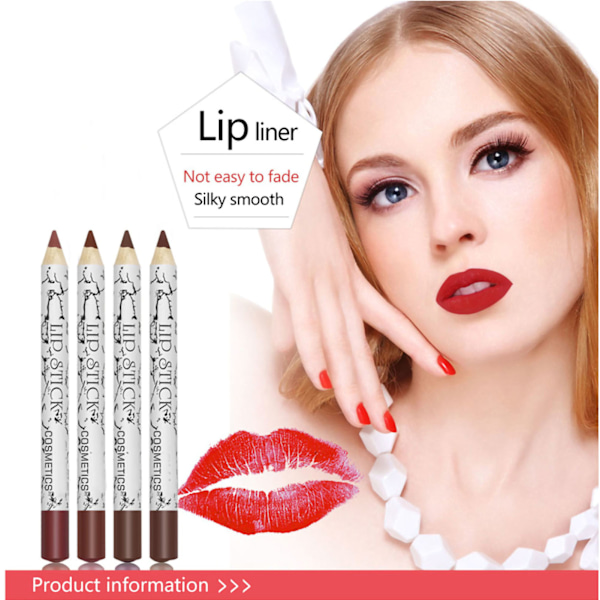12 stk leppeblyantsett Matt leppeblyantpenn Lipsticks Vannfast leppeblyantpenn