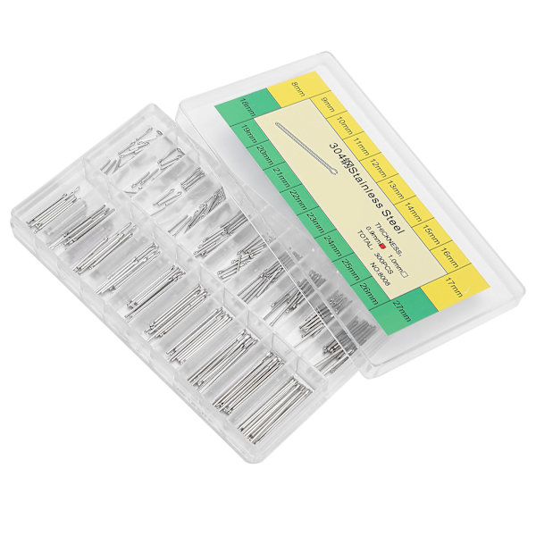 0,9 mm Armbandstift för klocka, 304 Rostfritt Stål, Klockdelar, Sortiment 8-27 mm