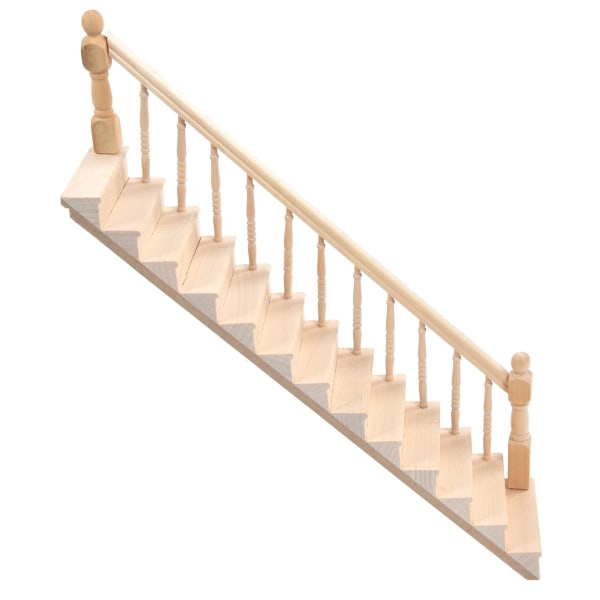 Nukkekodin portaat kiiltävät pyöristetyt kulmat koivu materiaali tee-se-itse Vivd söpö 1/12-kokoinen pienoisportaikko askarteluunOikea /