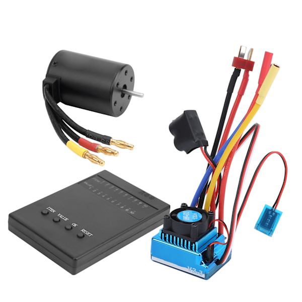 120A Børsteløs ESC + 3650 2300KV Børsteløs Motor + Programmeringskort for 1:10 RC Bilmodell