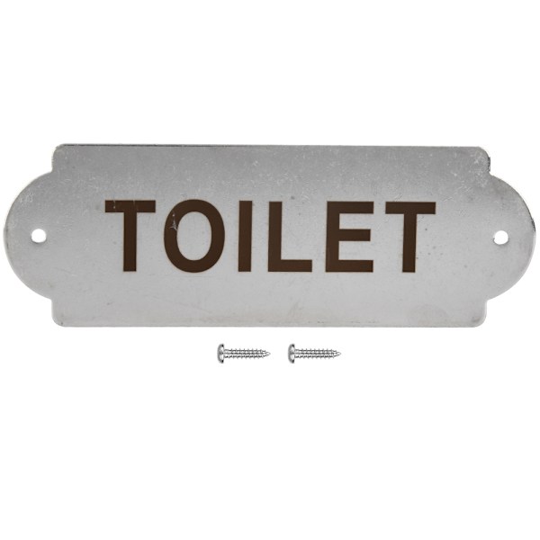 Rustfrit Stål Hækkepost Havehus Hjem Dør Port Toilet Advarselsskilte med Monteringsskruer TOILET