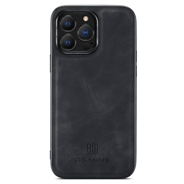【BEMS】DG.MING Mobilskal Kompatibel med iPhone 15 Pro Max PC+TPU+PU-läder Svart