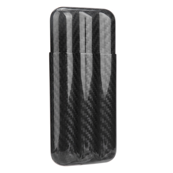Cigaretui i kulfiber Humidors 3 rør Cigarholder Opbevaringsboks Rejseetui