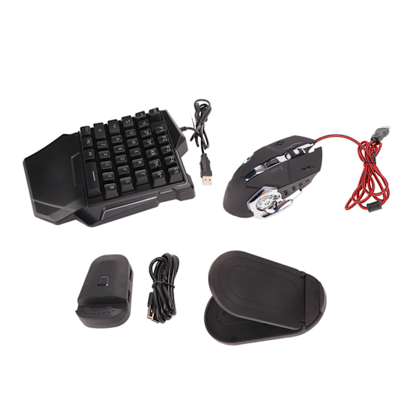 Enhands Gaming Tangentbord Mus Konverterare Trådbunden 35 Tangenter Bakgrundsbelyst Tangentbord 6 Tangenter Gaming Mus Konverterare Set med Fäste
