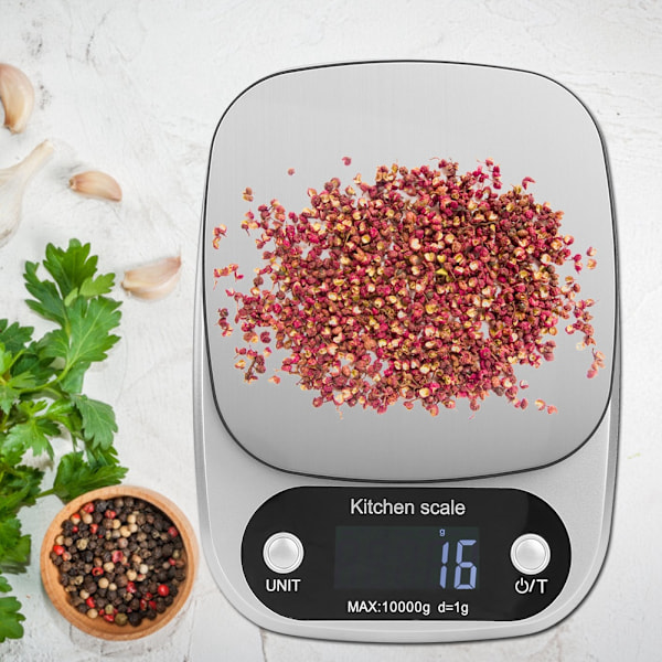 Bärbar Elektrisk Köksvåg i Rostfritt Stål - Silver, 10kg/1g Noggrannhet