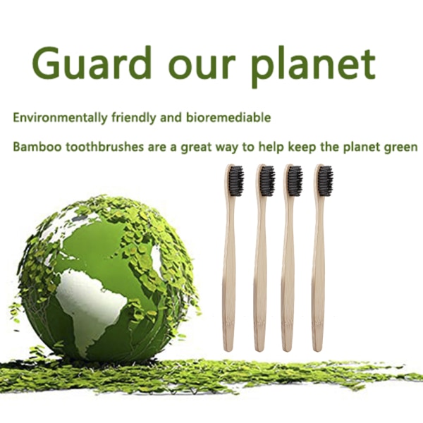 50 sorte børstehoveder/sælges individuelt pakket bambus tandbørste naturlig bambus håndtag træ miljøvenlig bambus kul bløde børster++/