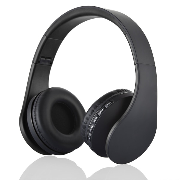 811 Folding Bluetooth Headset Stereo Bas Spil Musik Plug-in Headset - Sort