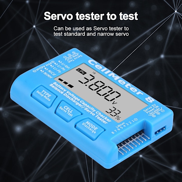 RC CellMeter 8 Digital Batterikapasitetsspenningskontrollmåler LiPo Li-ion NiMH RC CellMeter 8