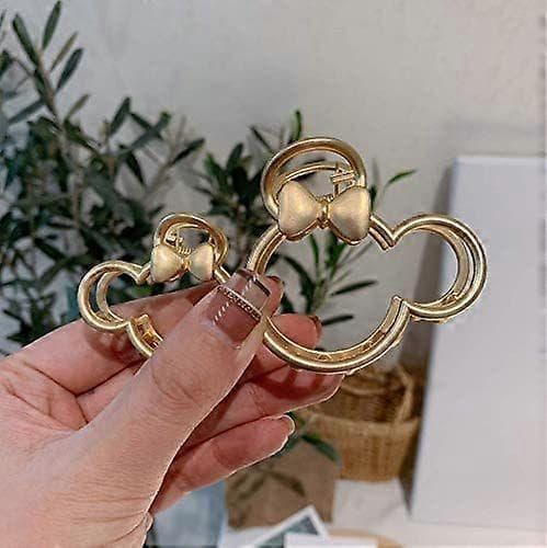 Stora metallhårspännen (2-pack), Mouse Lady tjockt hårspänne, ihålig