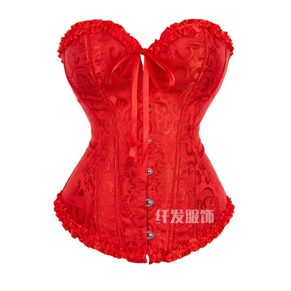 BE- Blondekorset Blomsterbrokadekorset Feminint Undertøj Modeoverdele Undertøj Red XXXL