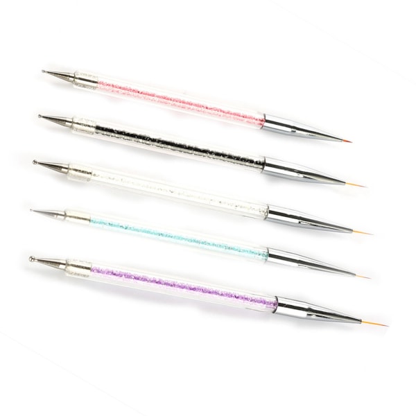5 STK Dobbelthoveder Krystal Dotting Manicure Værktøj Painting Dot Pen Nail Art Paint Set++/
