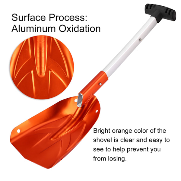Teleskopisk snøskuffe i aluminium, avtakbar, oransje