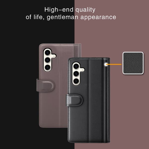 Genuine Leather Case Kompatibel med Samsung Galaxy S24 Plus Black