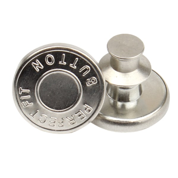 【BEMS】Removable Jean Buttons 10-pack Silver Perfect Fit Button Silver 24