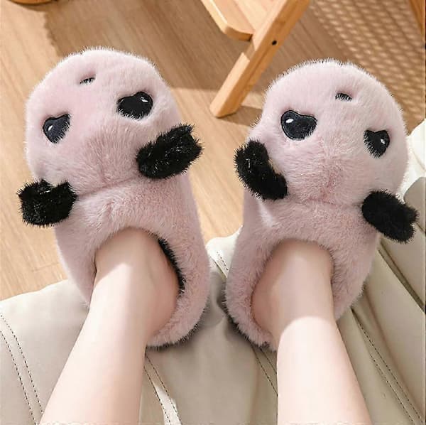 Panda Hjemmesko Dame Hjemmesko Plysdyr Hjemmesko Varme og bløde hjemmesko til indendørs/udendørs Pink EU38-39