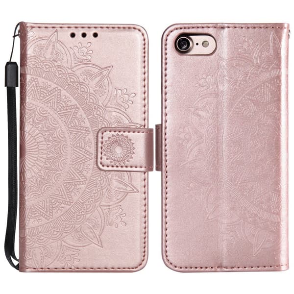 【BEMS】Mandala Wallet Case Compatible with iPhone 17e - Rose Rosa guld pink