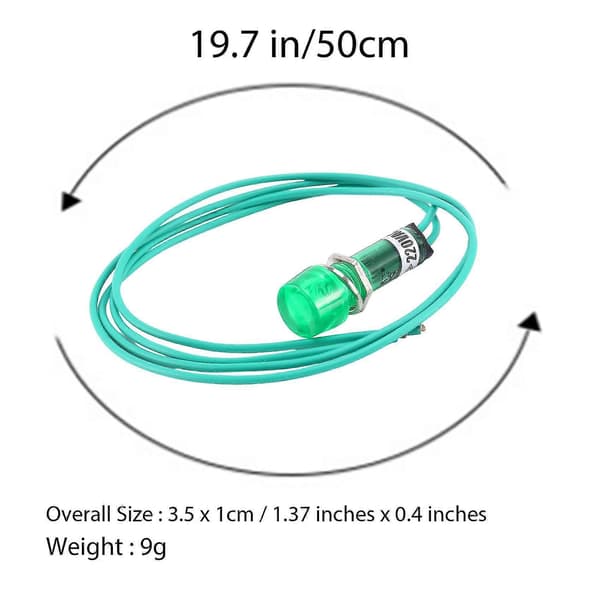Indikatorpilotlampe Grønt lys AC 220V med kabel[BEMS]