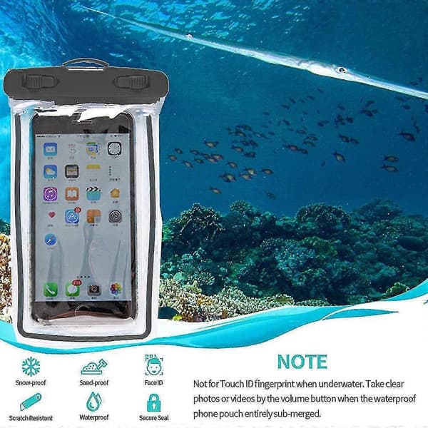 Vanntett telefonpose Universal vanntett etui Tørrpose for undervanns telefonbeskytter - 2-pakning black