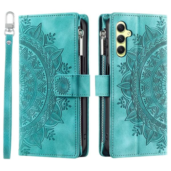 Kompatibel med Samsung Galaxy S26 5G Case Leather with Multiple Card Slots Grön