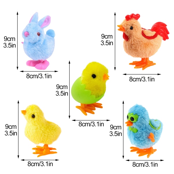 (Pakke med 1) (Briller Blue Chick) Påske Chick Clockwork Chick Plys Simulation Chick Hoppe og løbe Clockwork Legetøj 8x9 cm, plastik + plys