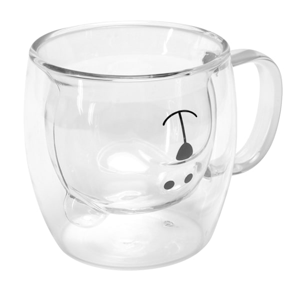 Gjennomsiktig dobbelvegget bjørneformet glasskopp med håndtak - 250 ml: Perfekt for vann, te, kaffe og melk - Ideell for hjemme