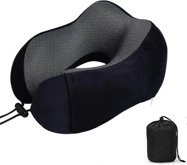 【BEMS】Travel Pillow, Memory Foam Neck Pillow Compatible with Travel or Flight, Ergonomically Designed Neck Support Pillow