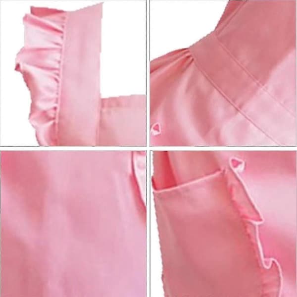Retro justerbart volangforkle med lommer, små til plusstørrelser for kvinner - JS Pink