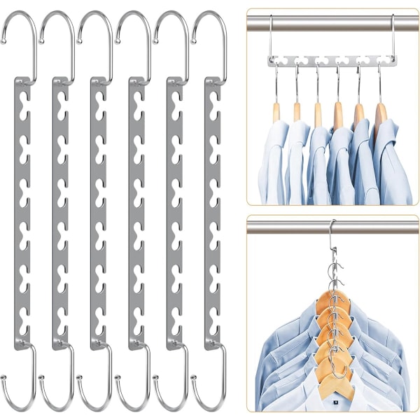 【BEMS】Space-Saving Clothes Hanger, Sturdy Metal, 6-pack