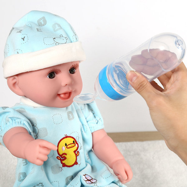 Silikon Baby Foderflaske med Ske - 90mL (Blå)