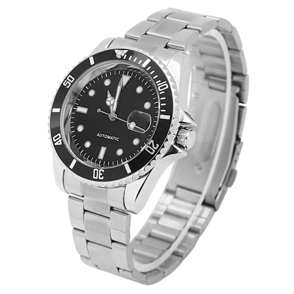 Winner Herre Automatisk Mekanisk Ur Rustfrit Stål Armbånd Ur Sort