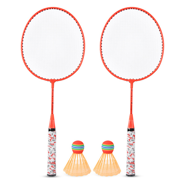 Børne Badmintonketsjer med 2 Bolde Sæt Udendørs Sportsleg Børn Drenge Piger Legetøj Fluorescerende Orange