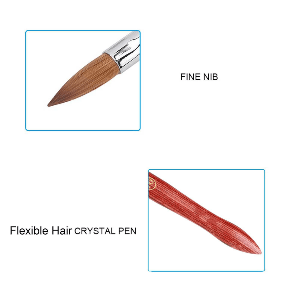 Profesjonell fleksibel hår Nail Art Brush Rosewood Håndtak Krystallpenn Nail Drawing Brush++/