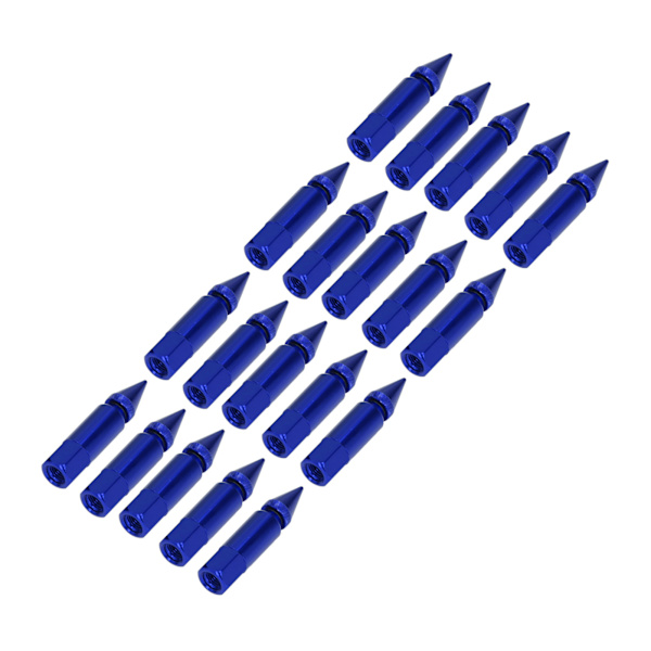 20st Universal M12x1,5 Racing hjul Fälgar Luggmuttrar 90mm Aluminiumlegering Spiked Mutters med Sockel KeyBlue