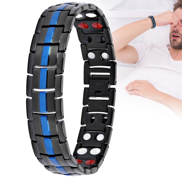Magnetiskt Armband för Män, Trötthetsreducering, Smärtlindring, Hälsosamt Magnetarmband (Svart Blå)
