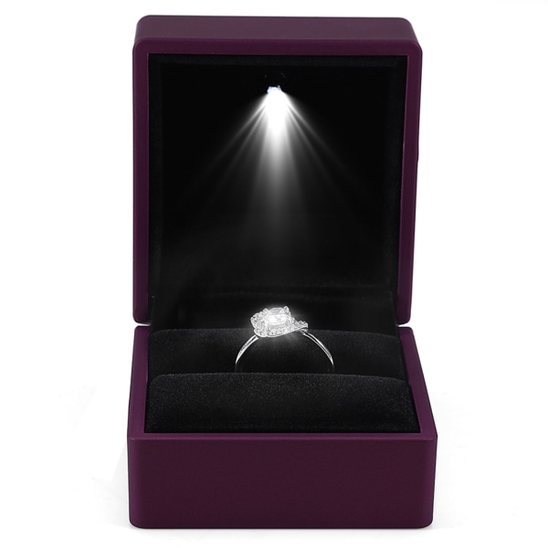 Muodikas LED-valaistu sormus säilytyslaatikko korujen case lahja violetti-+