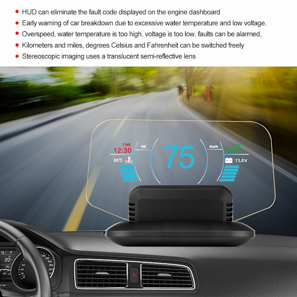 C1 OBD2+GPS LED OBD Bil HUD Head-up Display Hastighedsmåler Projektionssystem Diagnostisk Værktøj