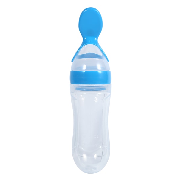 Silikon Baby Foderflaske med Ske - 90mL (Blå)
