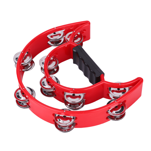 Double Row Jingles Handbell Tambourine Percussion Musical Instrument(Red)//+