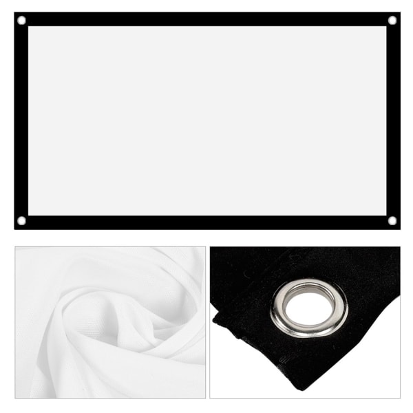 16:9 tyk bærbar, krøllet blød hvid polyester projektor gardin projektionsskærm (40 tommer)++