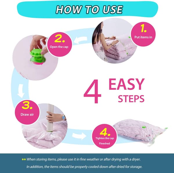【BEMS】Extra Large Jumbo Vacuum Storage Bags Compatible with Clothes, Duvets, Bedding