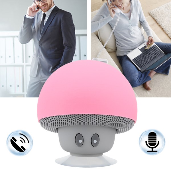 Mini Bluetooth trådløs bærbar sopphøyttaler subwoofer med sugekoppfunksjon (rosa)++