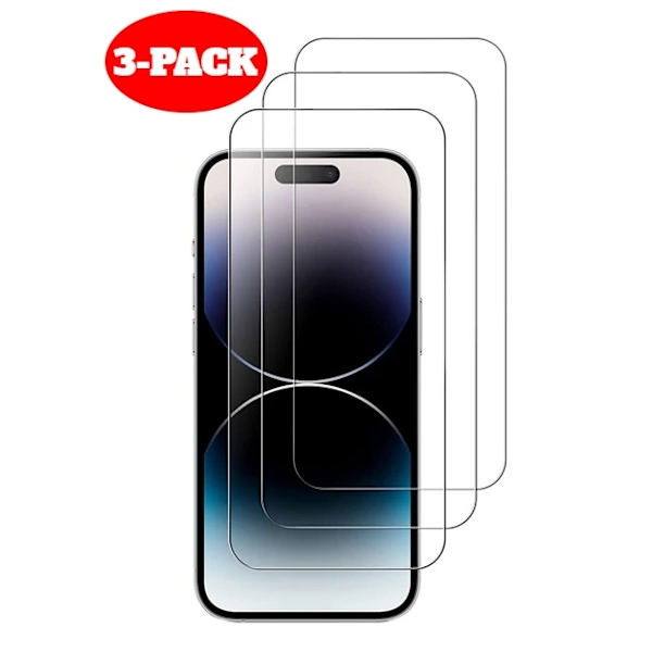 【BEMS】3-Pack - Compatible with iPhone 15 Pro Tempered Glass Screen Protector 60