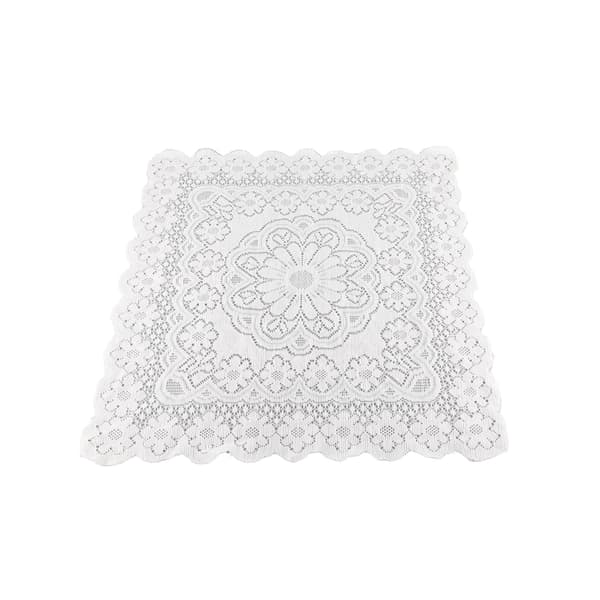 【BEMS】Lace Tablecloth Hollow Pattern Soft Comfortable Simple Lace Decorative Background Cloth Compatible with Home Cafe White Lace 60x60cm