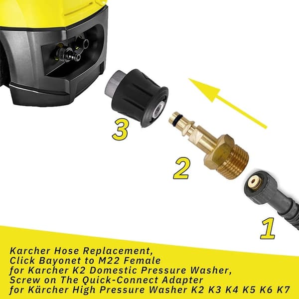 Højtryksrenseradapter - M22 14 mm lynkoblingsadapter til Karcher K2-K7 - lynudløseradapter