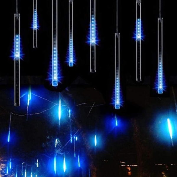Regndroppsljus Utomhus LED Meteor Shower Lights 8 Rör 144 LEDs Istappar Snö Fallande Ljus för Xmas Halloween Party Holiday/