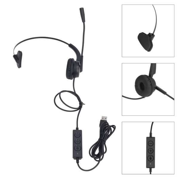 Kundeservice Headset Hovedmonteret støjreducerende Kablet Ergonomisk Call Center-hovedtelefon til kontor-telemarketing ++