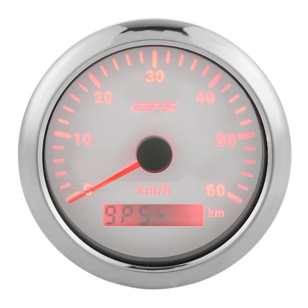 85mm GPS-hastighetsmätare 0‑60KM/H LCD-display med kilometerräknare och justerbar bakgrundsbelysning för bilar, båtar 9‑32V DC Vit